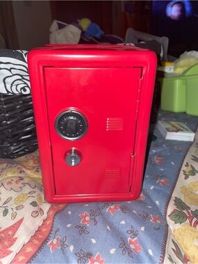 Red Mini Safe Locker with Combination Dial and Key